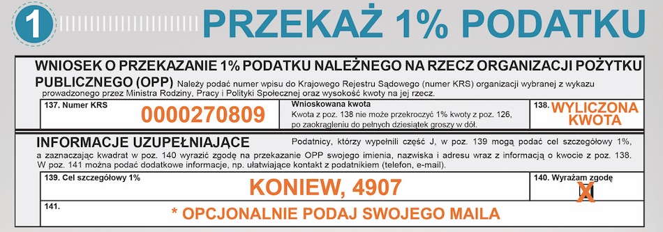 Tomasz Koniew - przekaż 1 % podatku